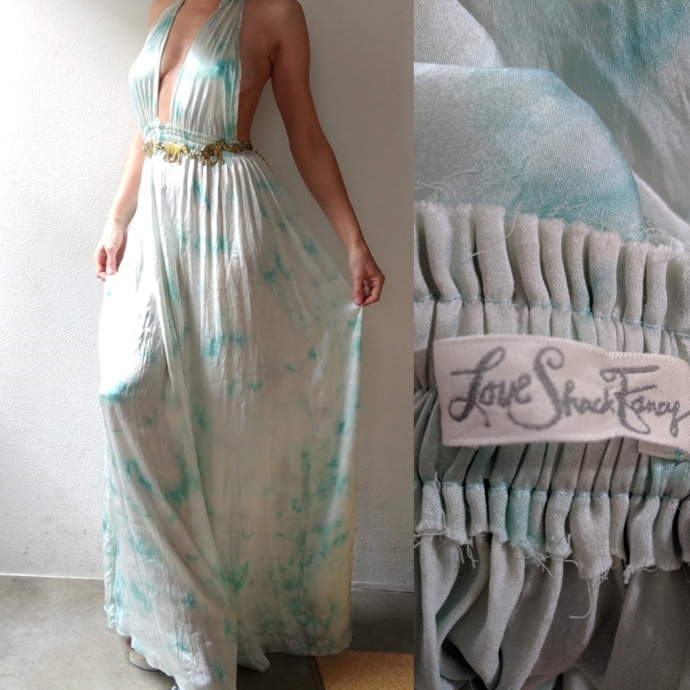LoveShackFancy silk LOVE tye dye maxi dress xs